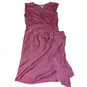 Gerard Darel Women's Sleeveless Pink Satin Dress Scoop Neck Knee Length Size 38